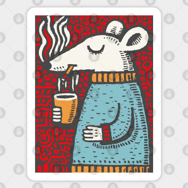Cozy Rat Barista | The Coffee Enthusiast Sticker by TuncGK